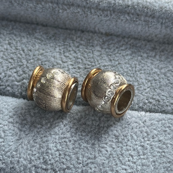 Brighton Gold and Shiny Sparkle Silver bezel-set crystals Beads 2 Bead Bundle - Picture 3 of 3